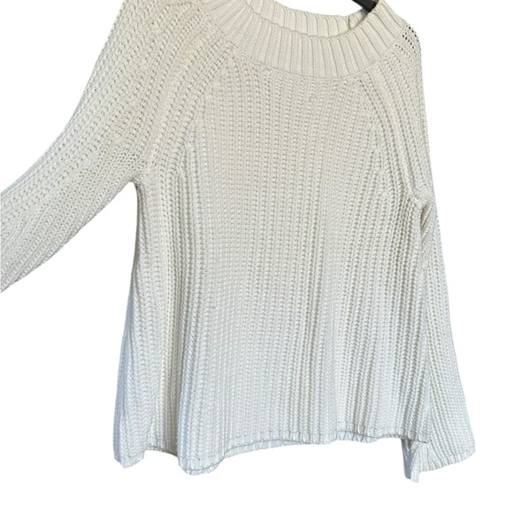 Bell Sleeve White Cotton Blend Knit Sweater - Picture 3 of 7